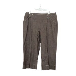 Larry Levine Lightweight Novelty Cuffed Capris Brown Size 14 Coastal Classic